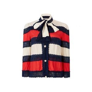 Red white bow tie lady shirts Pearl buttons